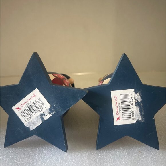 Pair Of Uncle Sam Wooden Americana Folk Art  Figurines Star Base USA Patriotic - Picture 6 of 6